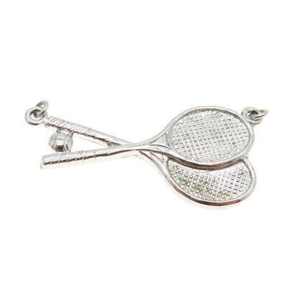 TRU-KAY 925 Sterling Silver Vintage Tennis Racket Centerpiece Charm Pendant - Picture 4 of 7